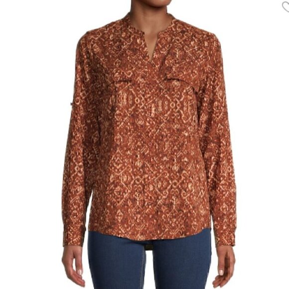 Like NEW Calvin Klein Geometric-Print Button-Down Shirt Size: Small - Picture 1 of 9